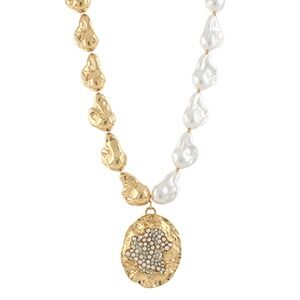 Pave Round & Baroque Pearl Necklace Set
